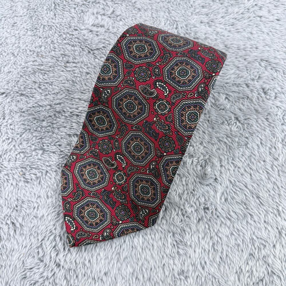 VTG Polo Ralph Lauren Neiman Marcus 100% Silk Tie Handmade Paisley Made‎ in USA